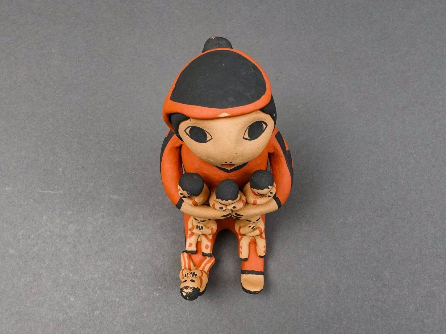 Toya Jemez Pueblo Native American Storyteller Six Children Pottery Sculpture