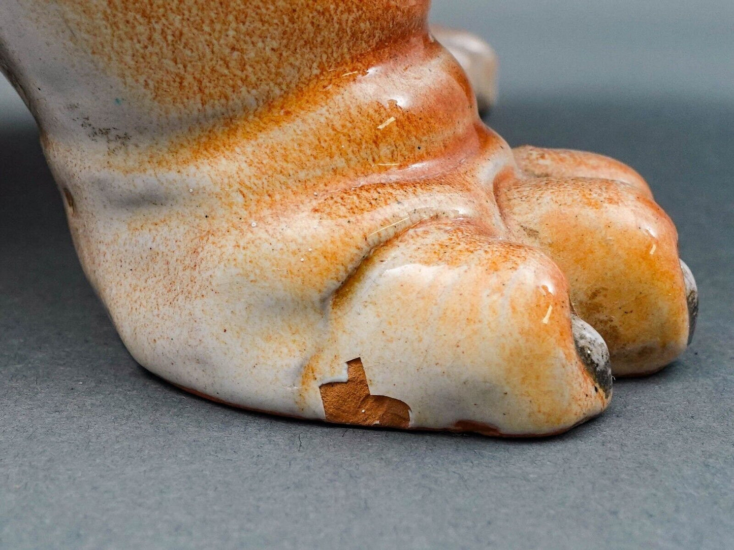 Vintage Italian Seated Bulldog Glazed Ceramic Terracotta Sculpture Statue 15.5"