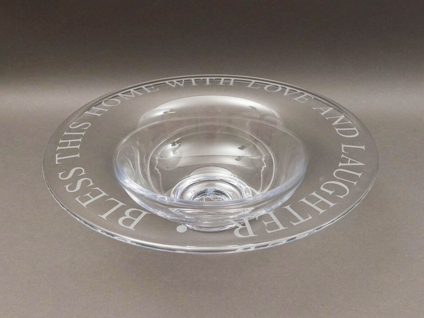 Simon Pearce Bless This Home With Love And Laughter Crystal Centerpiece Bowl 14"
