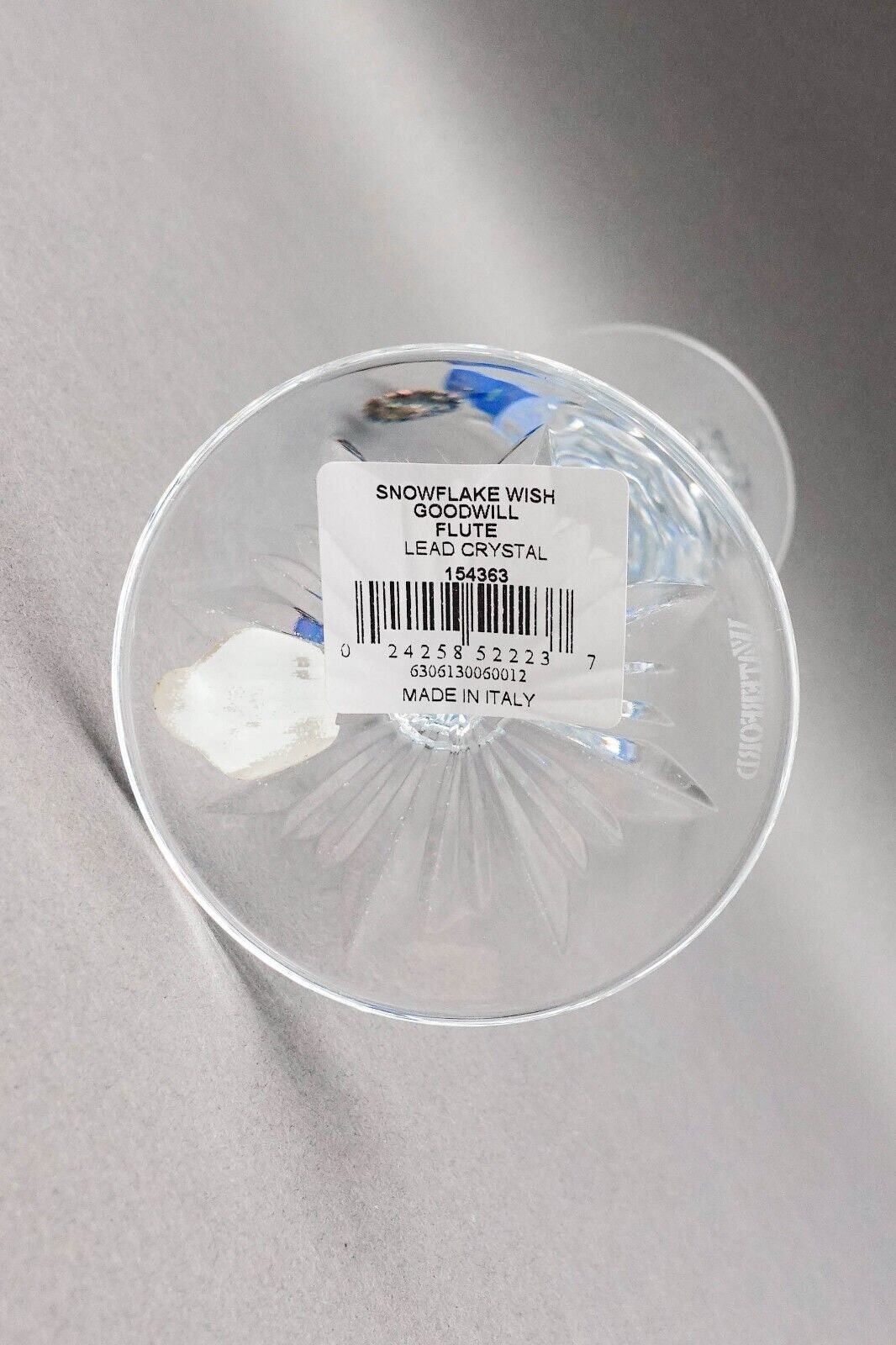Waterford Crystal Snowflake Wishes "Goodwill "Clear Glass Champagne Flute (Read)