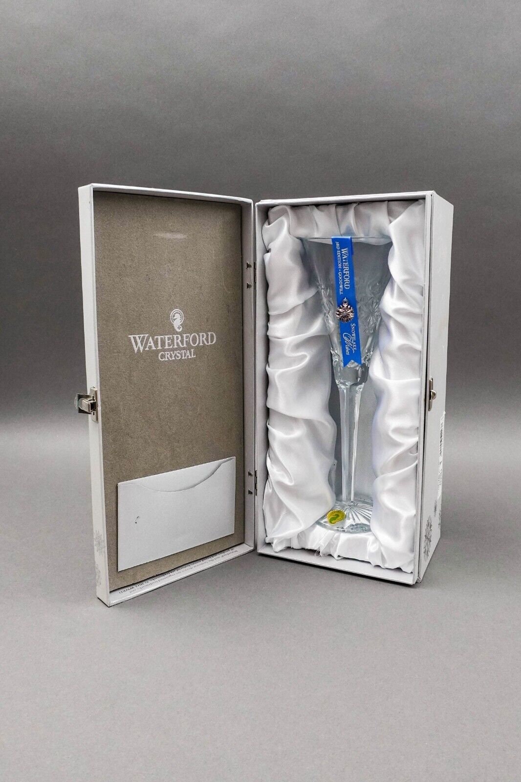 Waterford Crystal Snowflake Wishes "Goodwill "Clear Glass Champagne Flute (Read)
