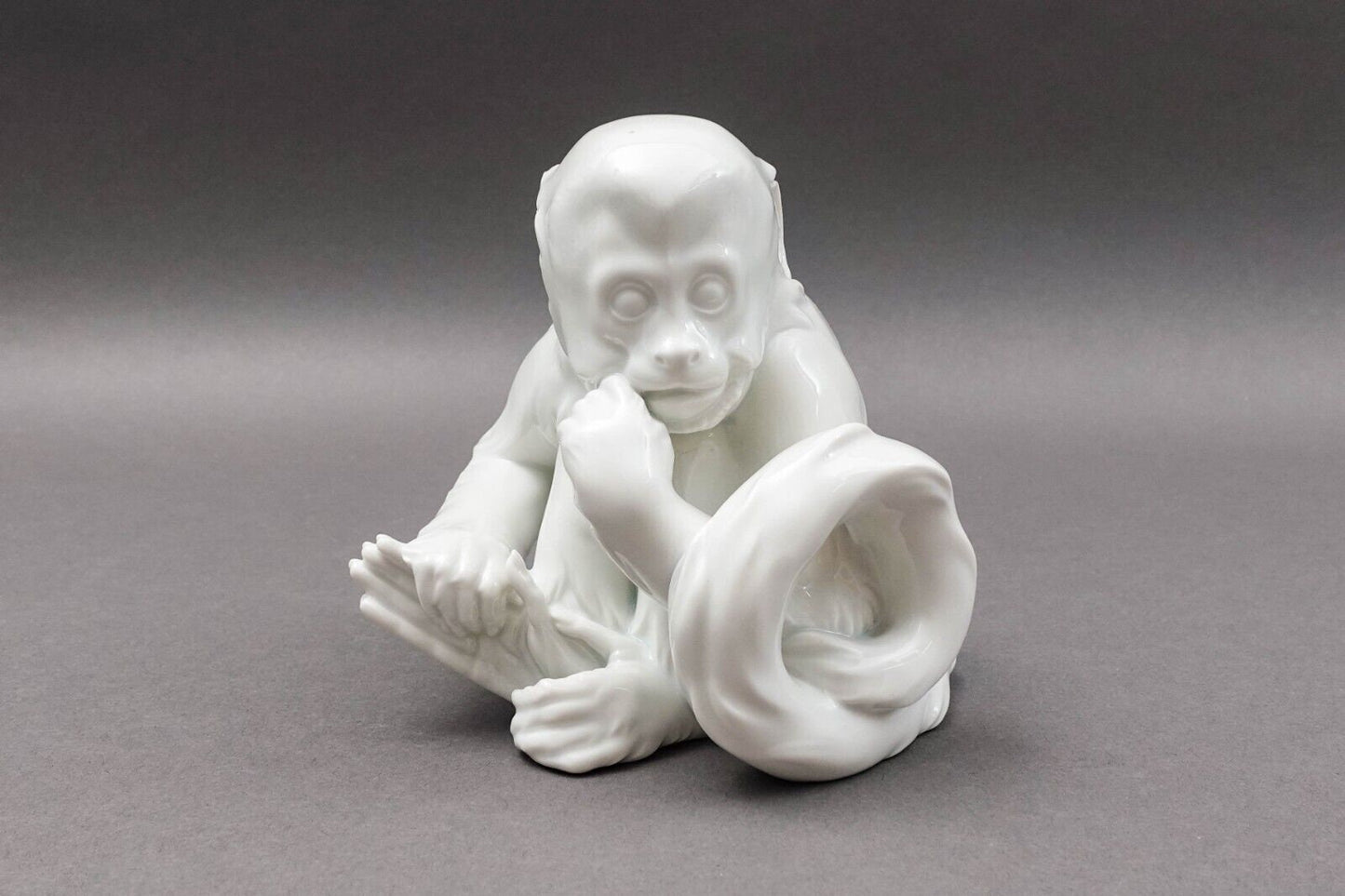 Robert Ullmann Royal Vienna Augarten Wien Austria White Porcelain Sitting Monkey
