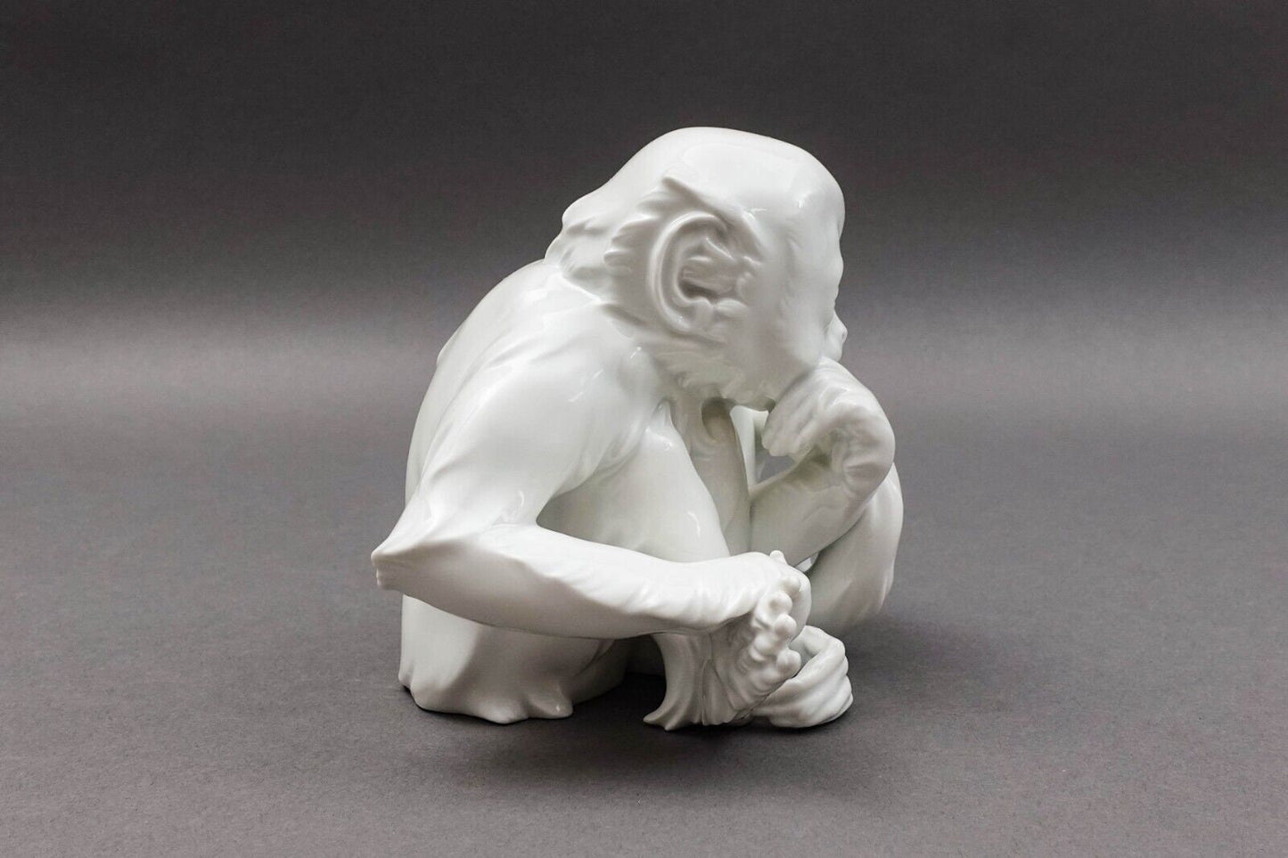 Robert Ullmann Royal Vienna Augarten Wien Austria White Porcelain Sitting Monkey