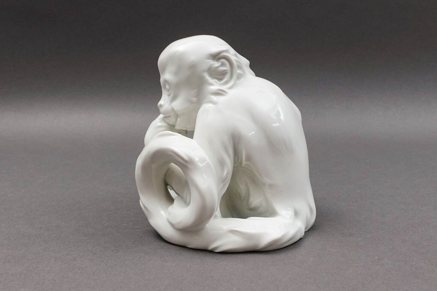 Robert Ullmann Royal Vienna Augarten Wien Austria White Porcelain Sitting Monkey
