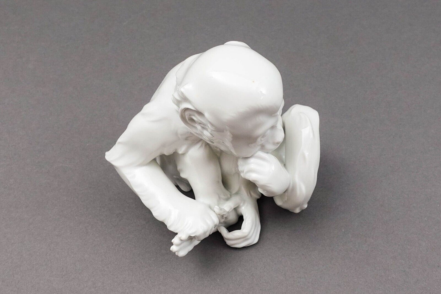 Robert Ullmann Royal Vienna Augarten Wien Austria White Porcelain Sitting Monkey