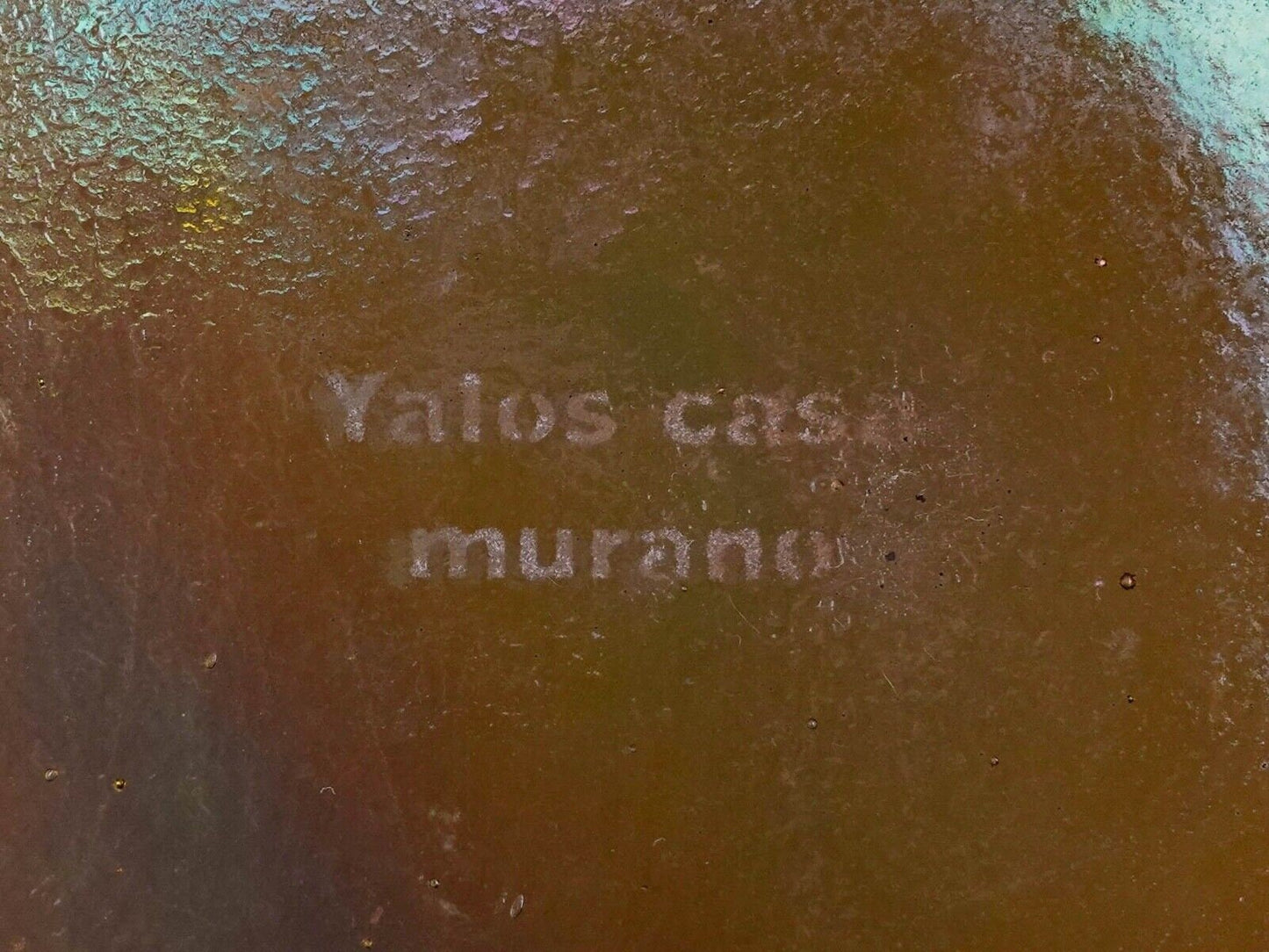 Yalos Casa Murano Signed Iridescent Gold Large Art Glass Centerpiece Bowl 20"