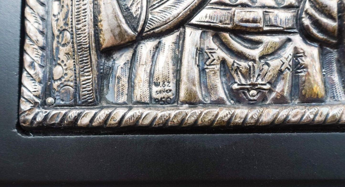 Saint Agios Stylianos Of Paphlagonia 950 Silver Greek Byzantine Icon Plaque