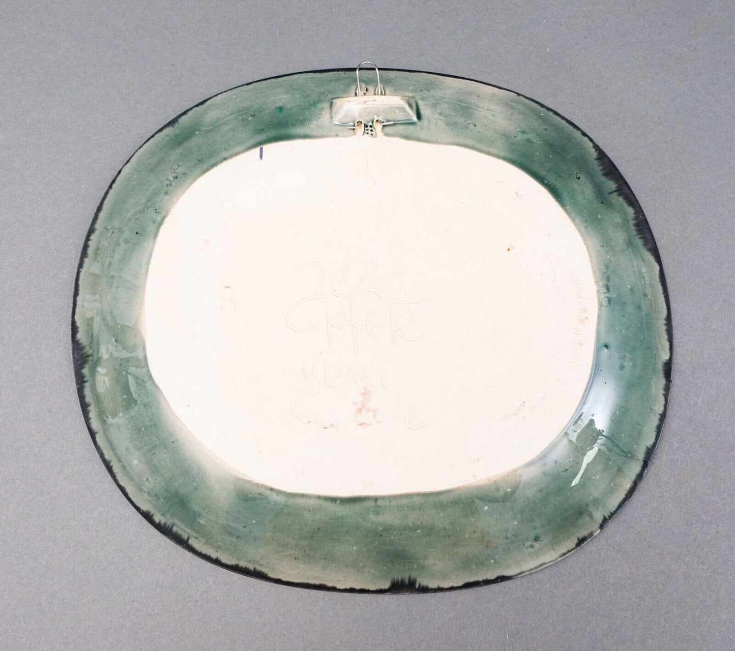 Avraham Gofer Israel Signed MCM Abstract Fish Studio Art Pottery Plate 10 1/2"