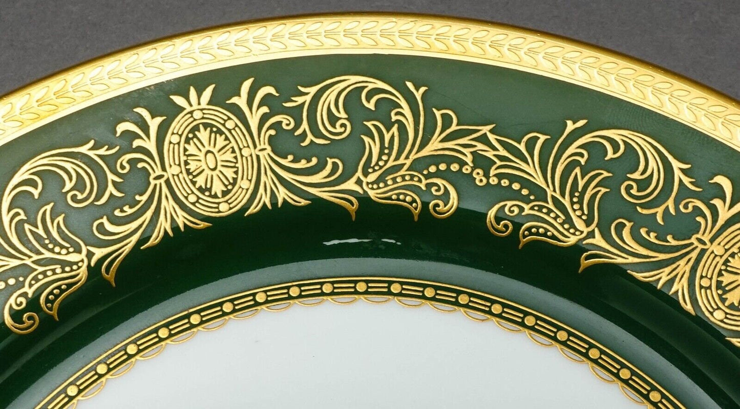 Aynsley England Imperial 193 Laurel Green Gold 8" Salad Plates Set Of 6