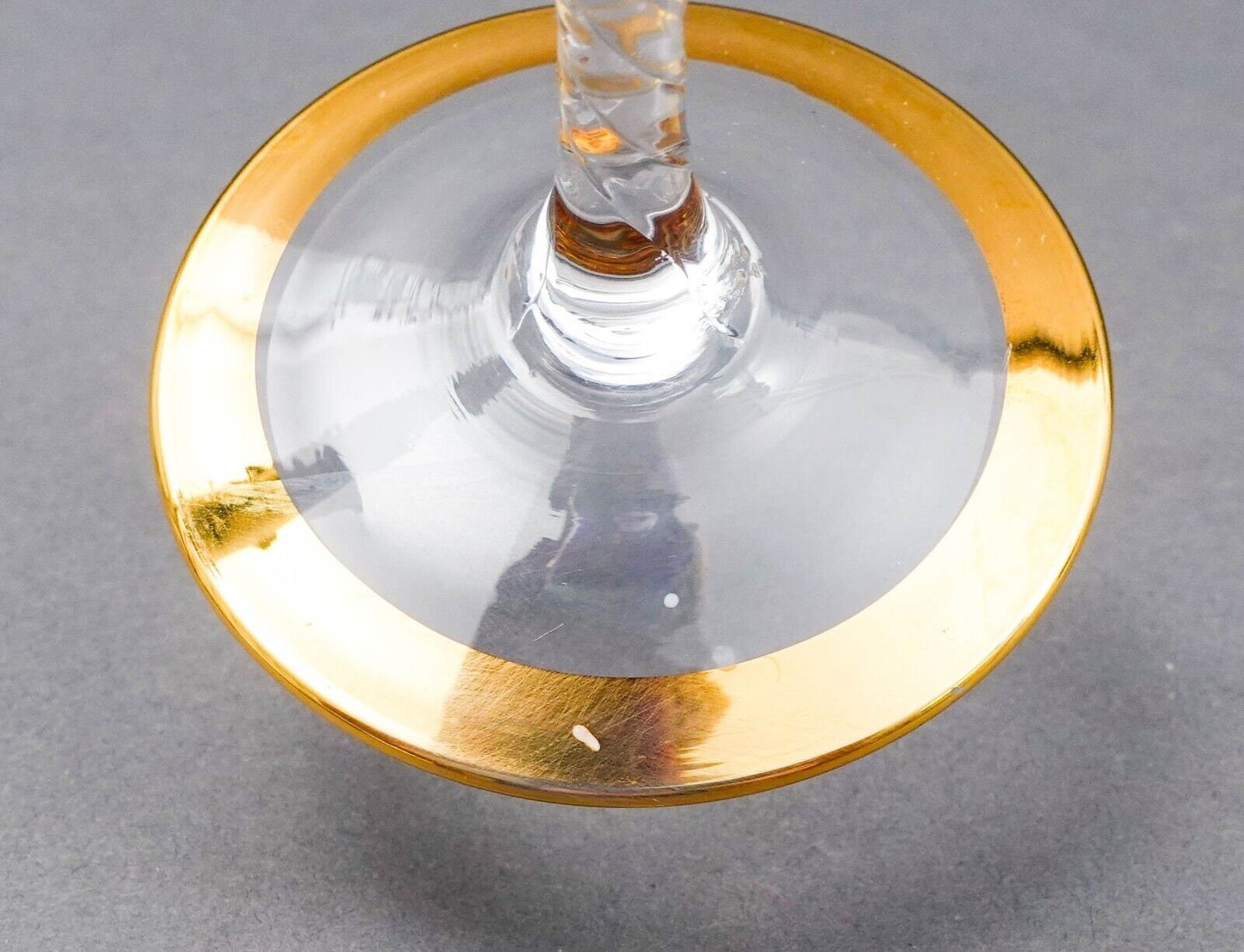 Tre Fuochi Venetian Murano Glass Cobalt Blue 24K Gold Wine Glasses Set Of 6