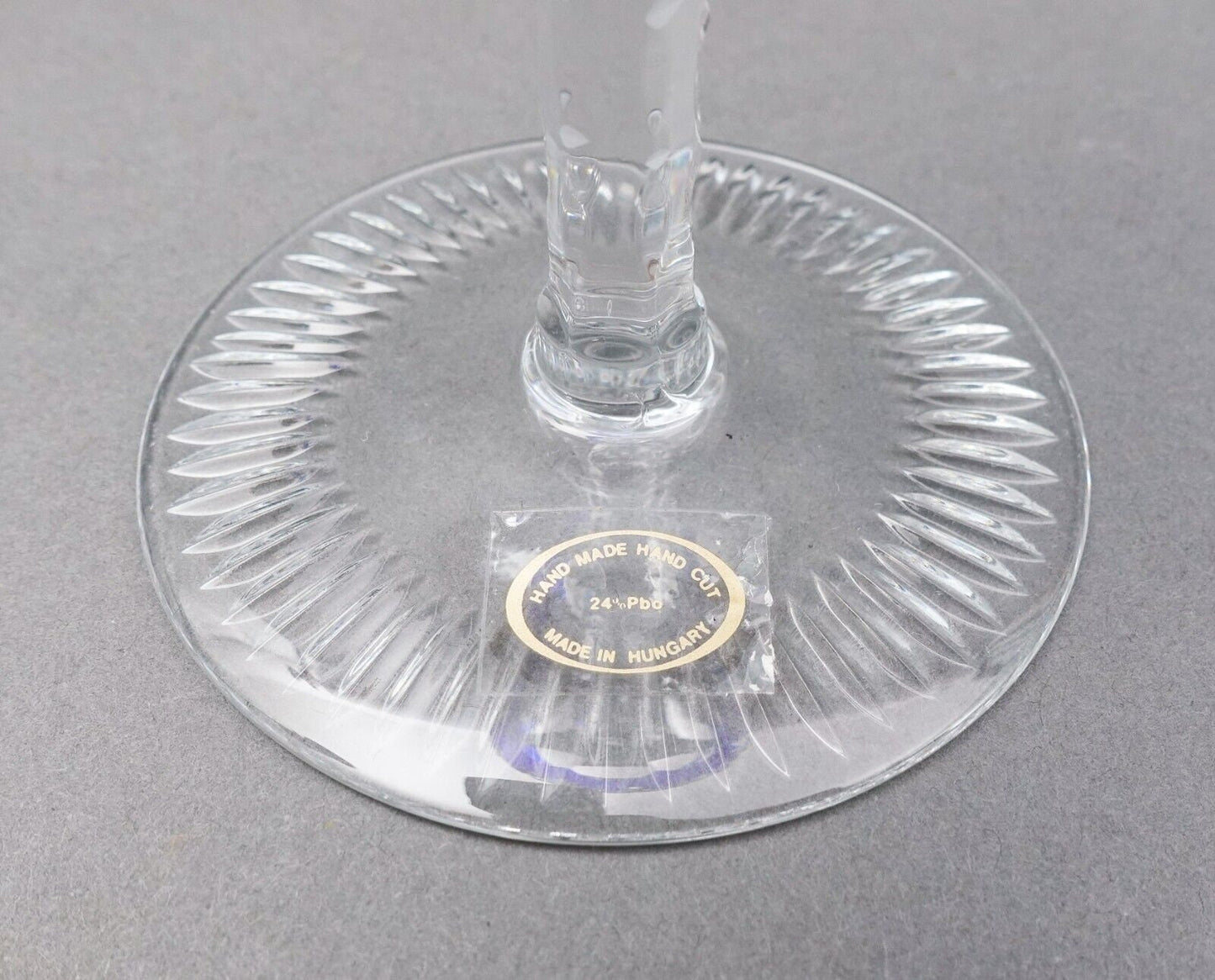 AJKA Crystal Marsala Cobalt Blue Cut To Clear 8.25" Wine Goblet Glasses Set Of 5