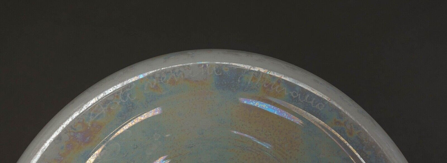 Sergio Asti Venini Murano Signed MCM Iridescent Opalescent White Glass Vase