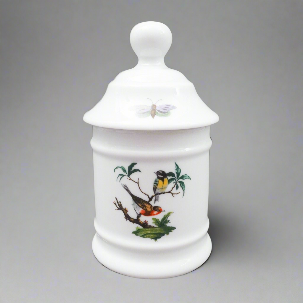 Ceralene A. Raynaud Limoges France Les Oiseaux Birds Apothecary Canister Jar 6"