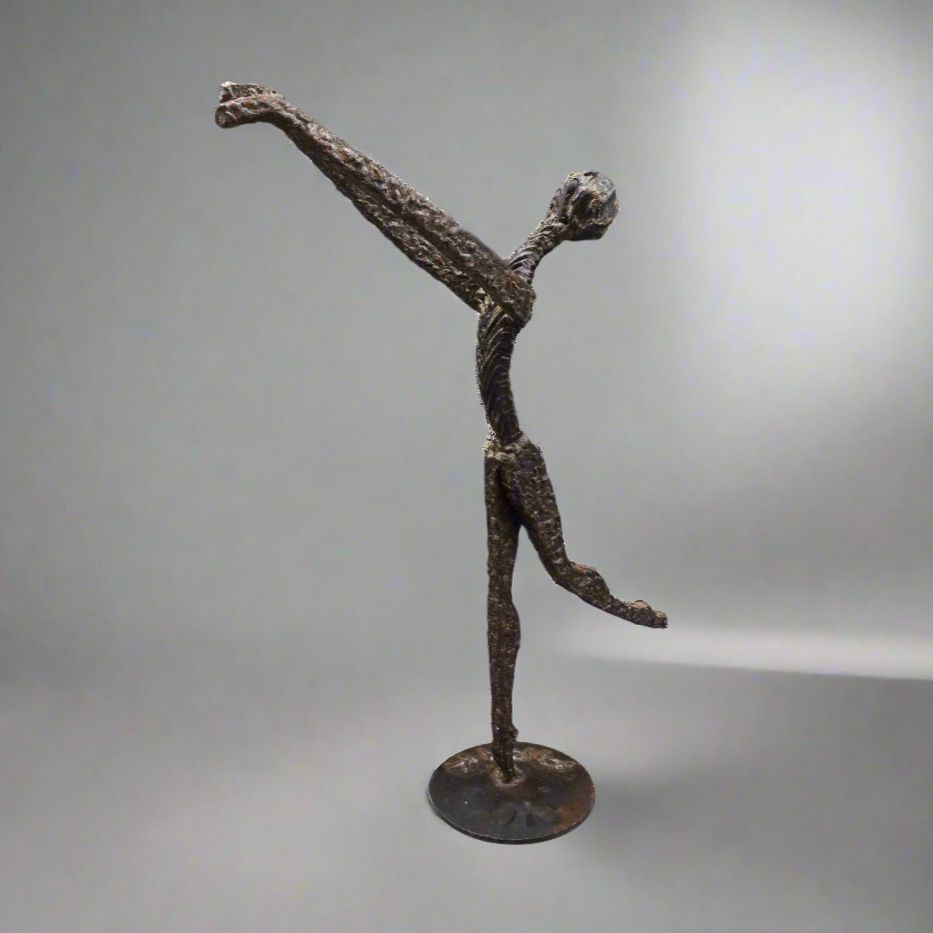 Arik Amir Israel Signed MCM Brutalist Iron Ballerina Ballet Dancer Sculpture 16"