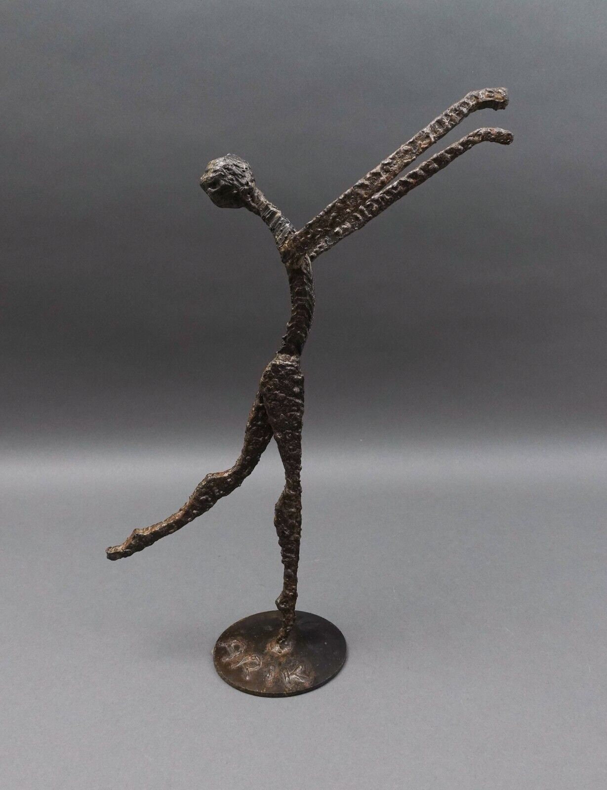 Arik Amir Israel Signed MCM Brutalist Iron Ballerina Ballet Dancer Sculpture 16"