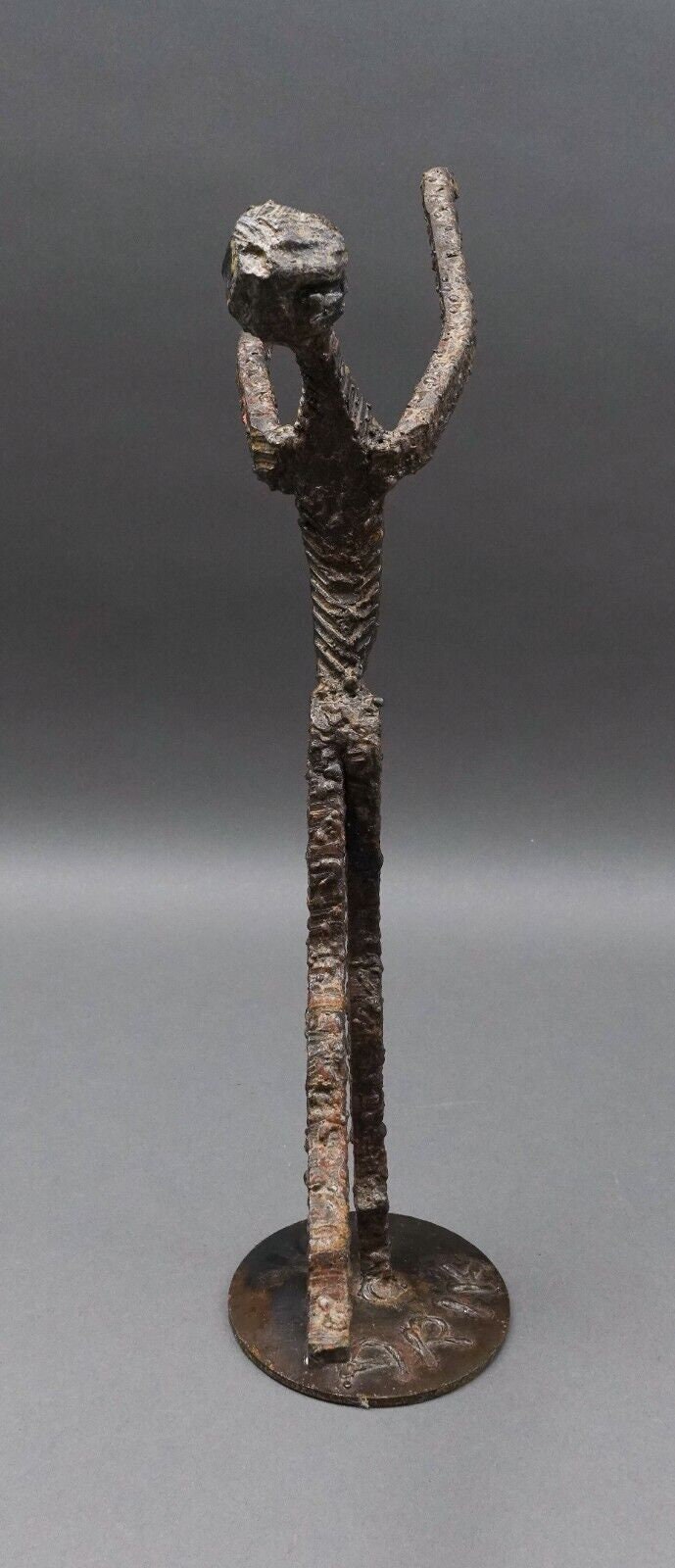 Arik Amir Israel Signed MCM Brutalist Iron Ballerina Ballet Dancer Sculpture 16"