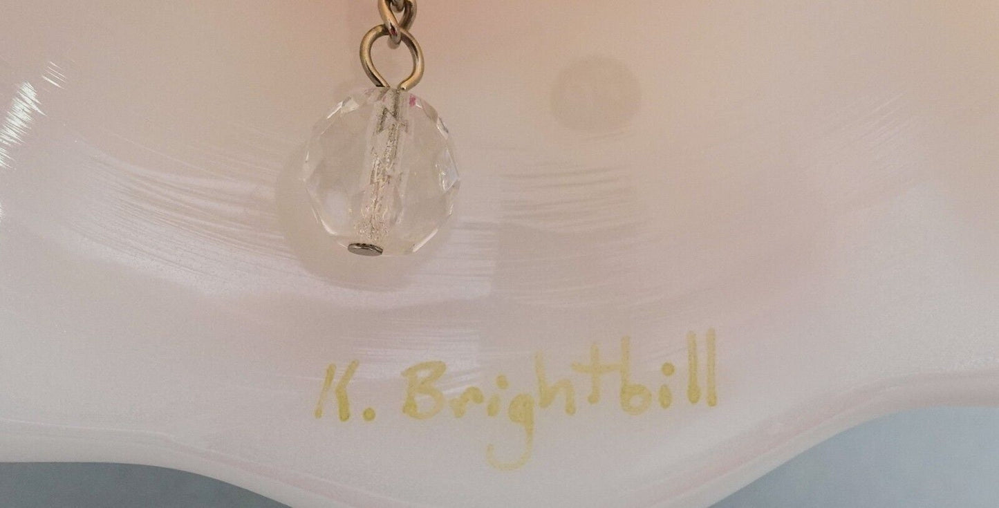 Fenton K. Brightbill Signed Pink Satin Lily Of The Valley 95th Anniversary Bell