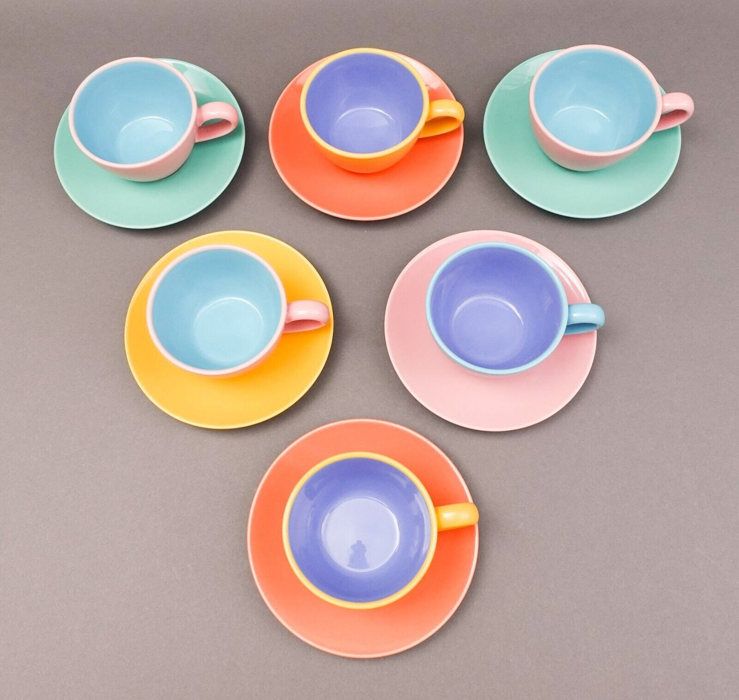 Lindt Stymeist Japan Colorways Cafe Au Lait Coffee Tea Cups & Saucers Set Of 6