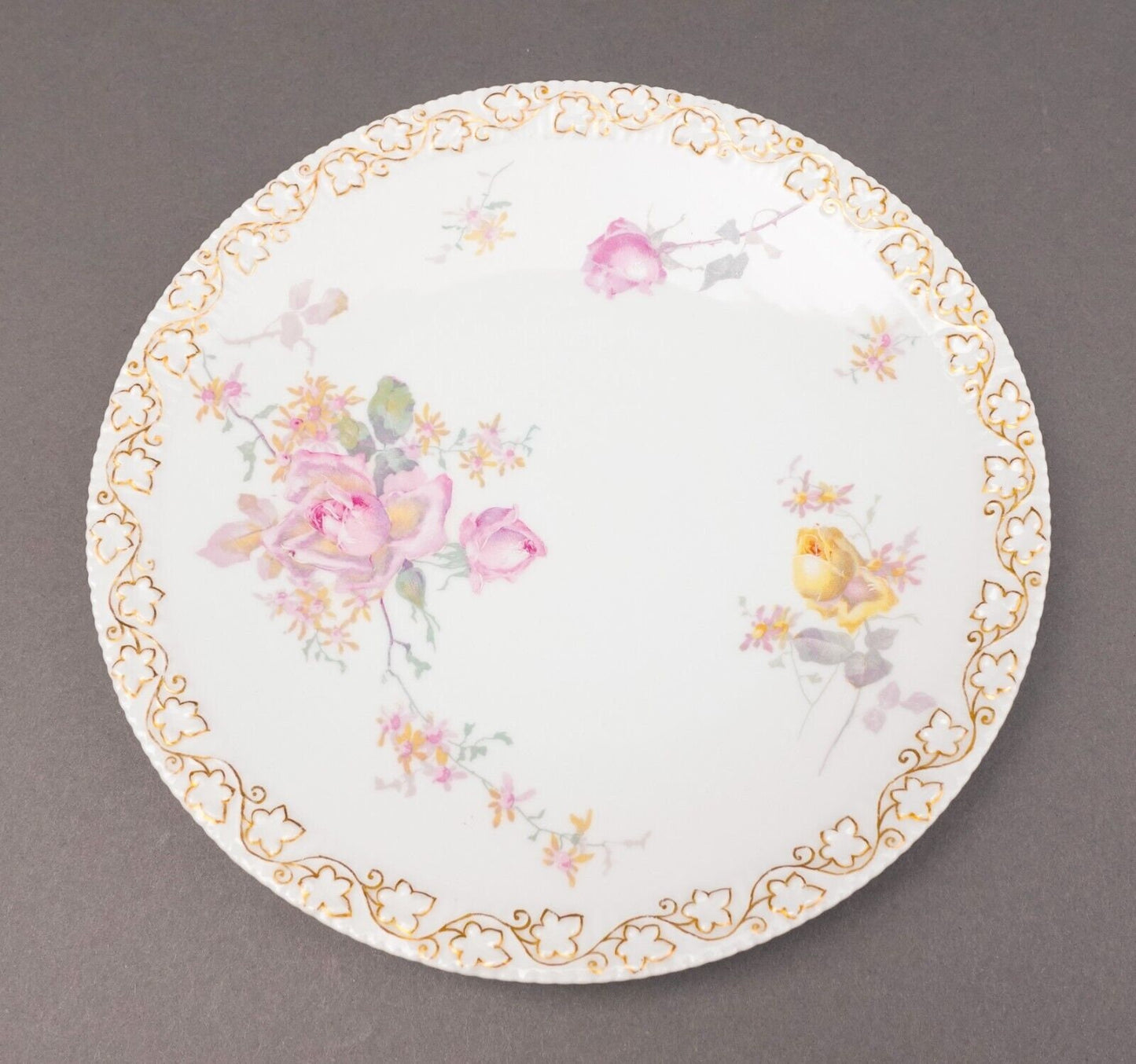 T&V Tresseman Vogt Limoges France Floral Porcelain 8 1/4" Salad Plate Set Of 4