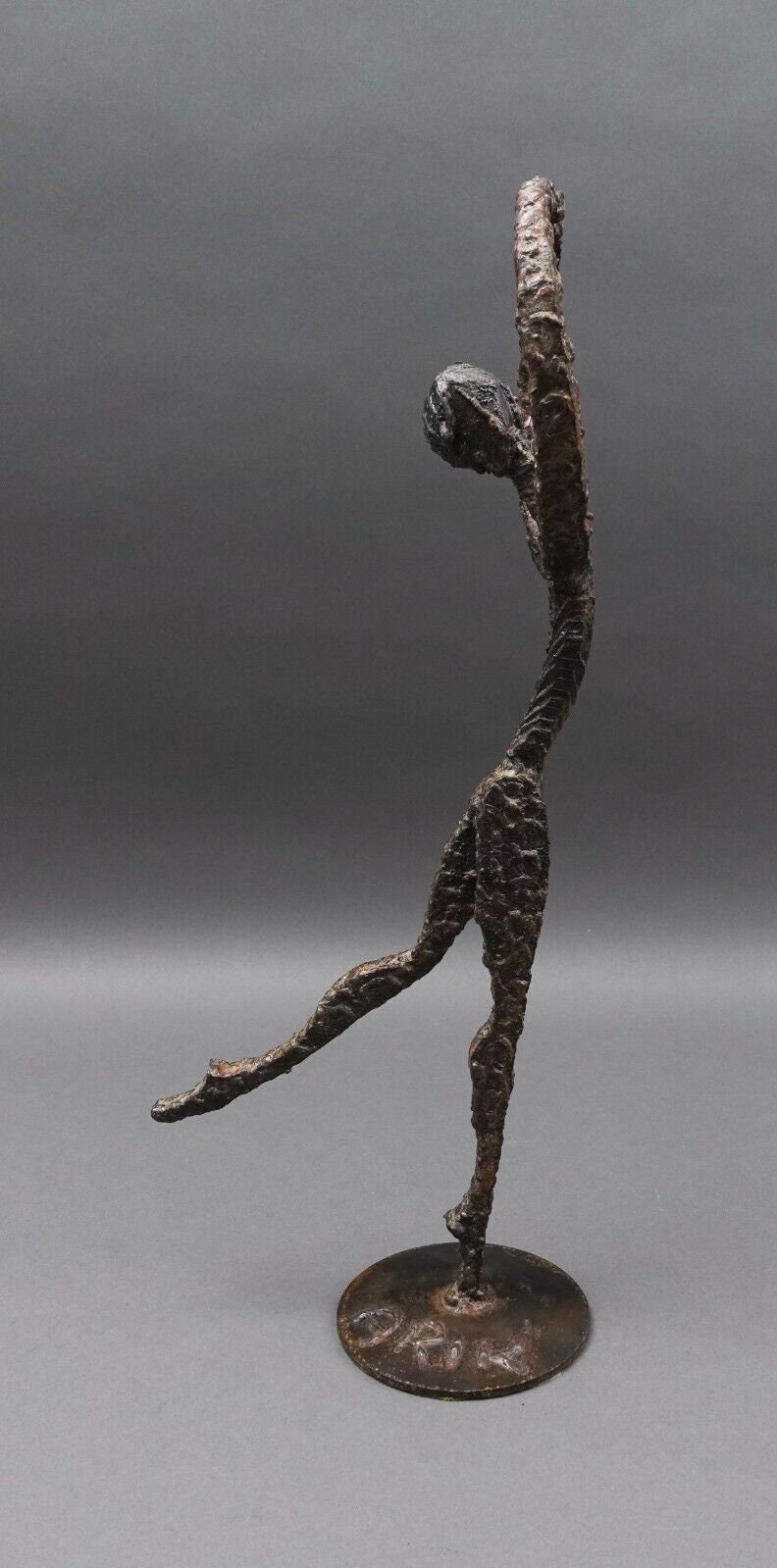 Arik Amir Israel Signed MCM Brutalist Iron Ballerina Ballet Dancer Sculpture 16"