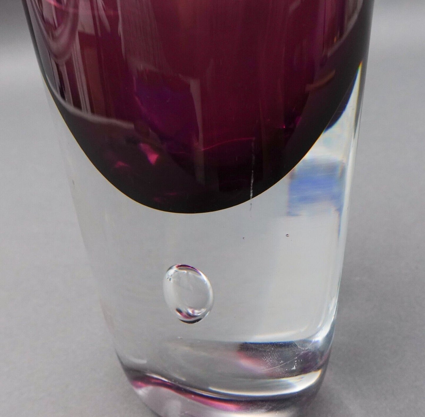 Afors Sweden GH211 Ernest Gordon Signed Purple Amethyst Art Glass Vase (Read)