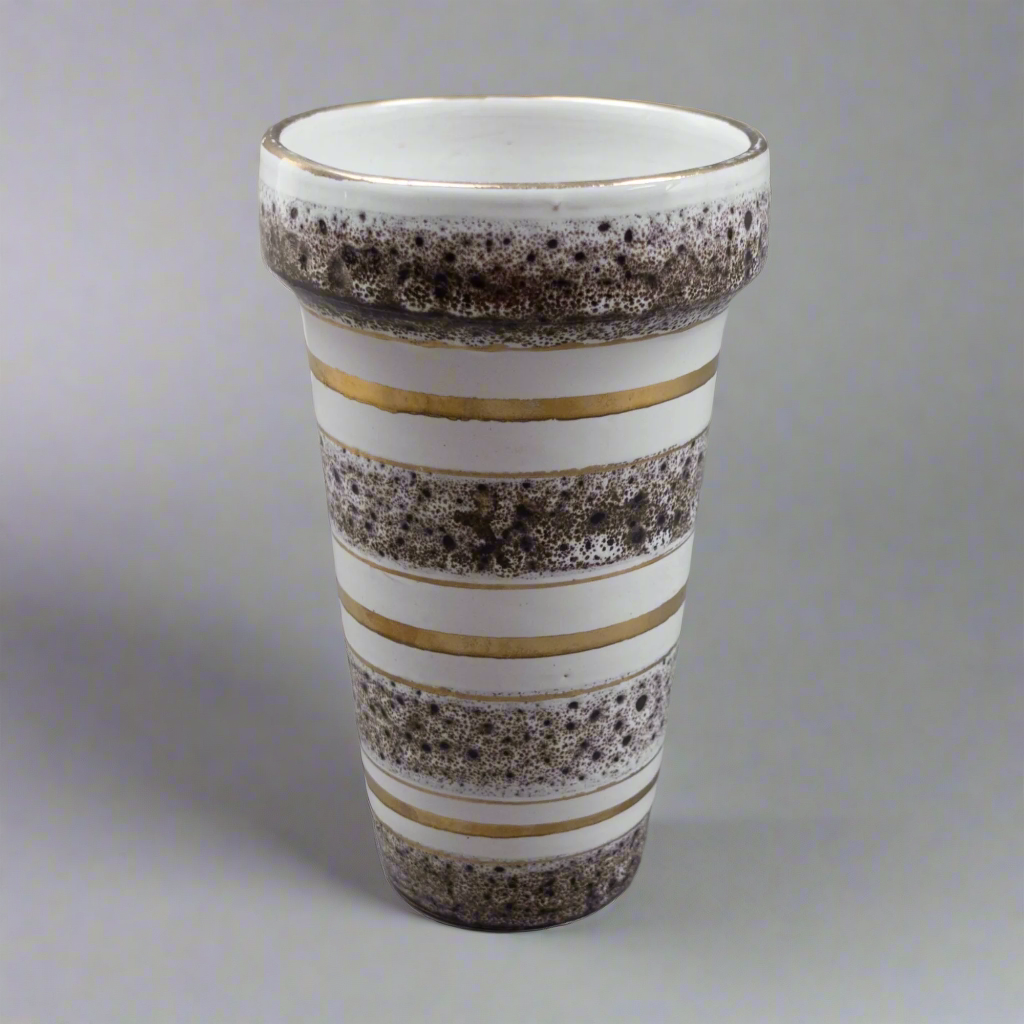 Bitossi Goodfriends Aldo Londi Italian Seta Gold Art Pottery Vase Mid Century