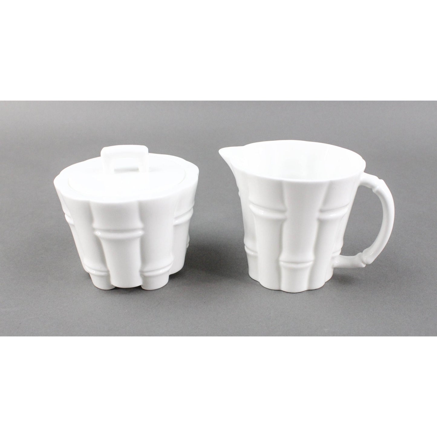 Tiffany & Co White Bamboo Pattern Creamer And Sugar Set Irish Ireland 2007