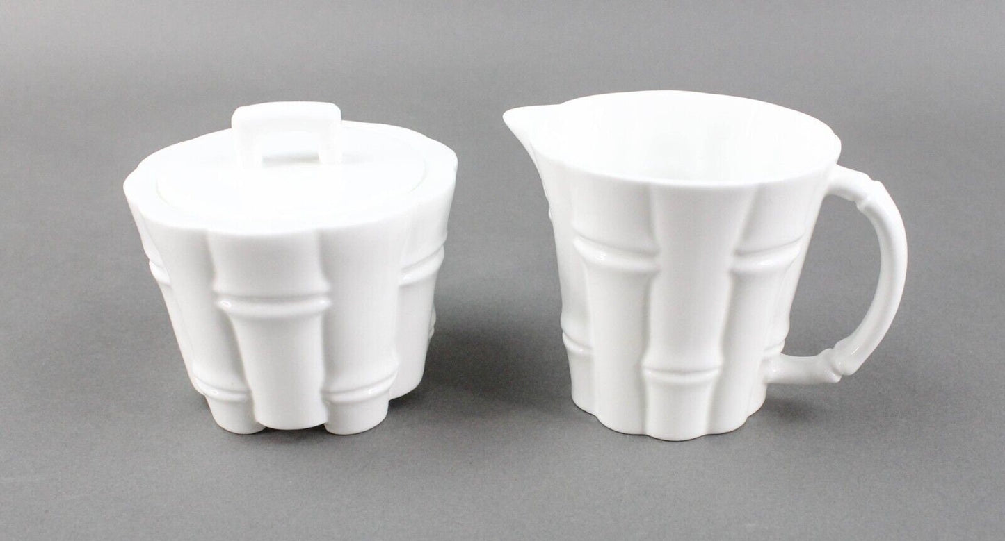 Tiffany & Co White Bamboo Pattern Creamer And Sugar Set Irish Ireland 2007