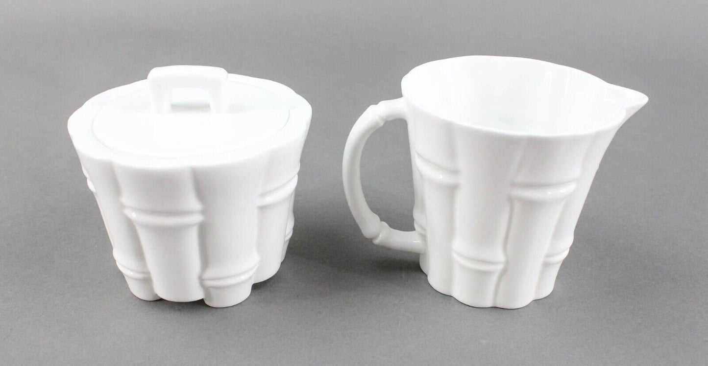 Tiffany & Co White Bamboo Pattern Creamer And Sugar Set Irish Ireland 2007