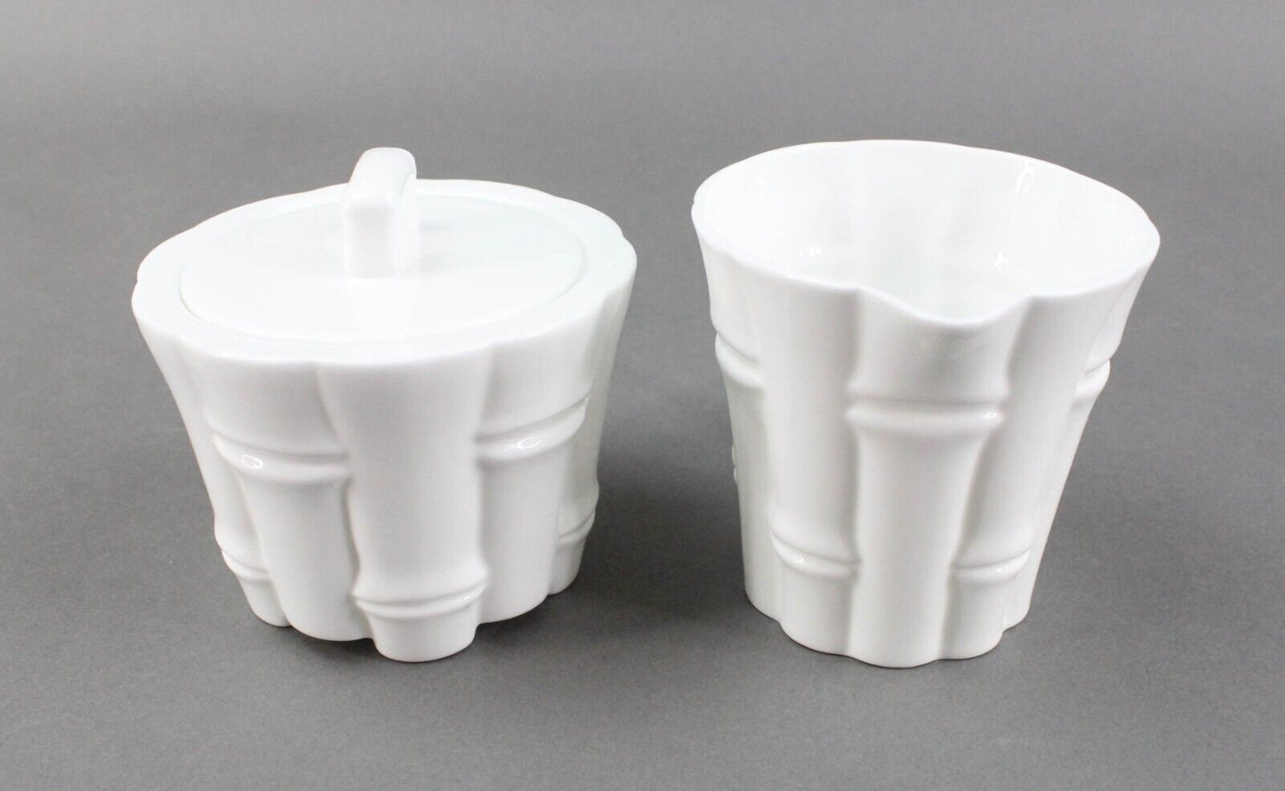 Tiffany & Co White Bamboo Pattern Creamer And Sugar Set Irish Ireland 2007