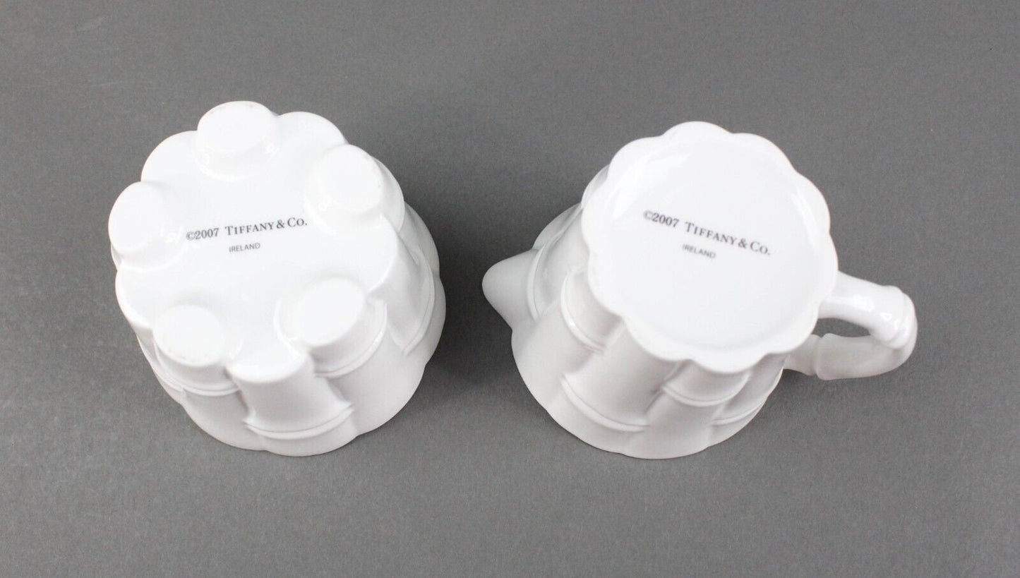 Tiffany & Co White Bamboo Pattern Creamer And Sugar Set Irish Ireland 2007