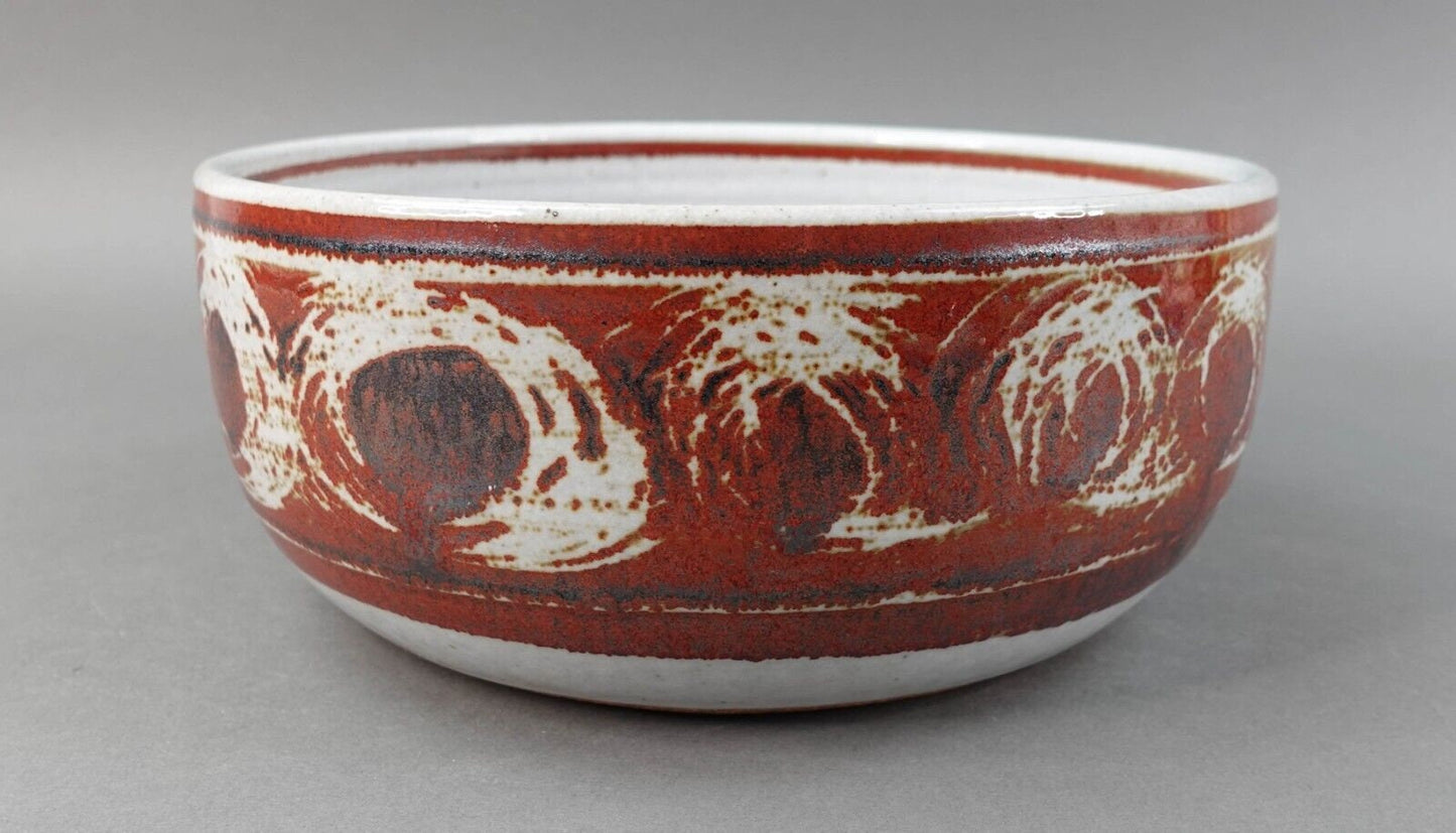 Dennis Kirchmann (1937-2017) Signed Indiana Studio Pottery Abstract Bowl 10"