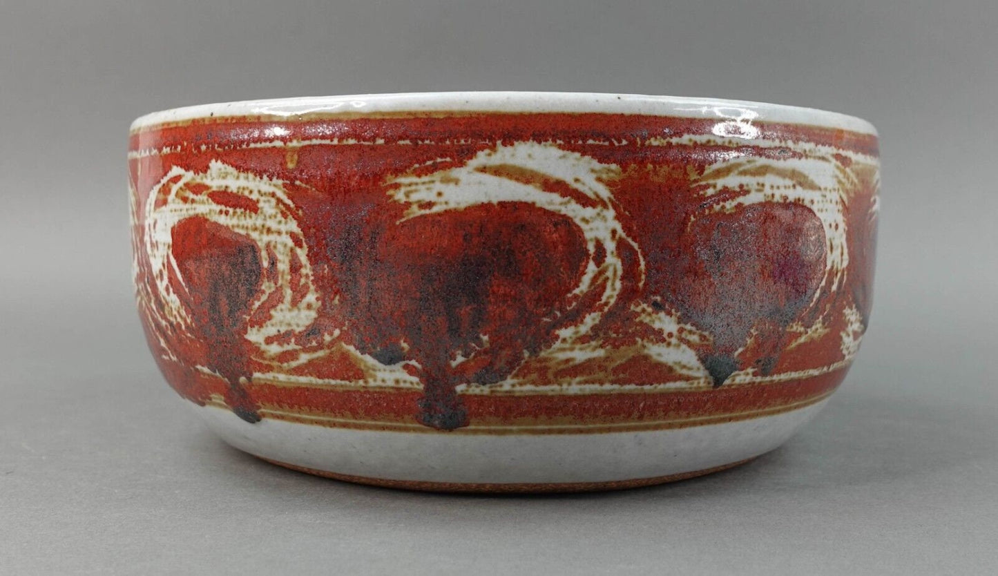 Dennis Kirchmann (1937-2017) Signed Indiana Studio Pottery Abstract Bowl 10"