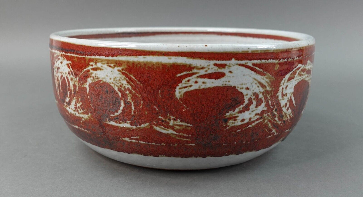 Dennis Kirchmann (1937-2017) Signed Indiana Studio Pottery Abstract Bowl 10"