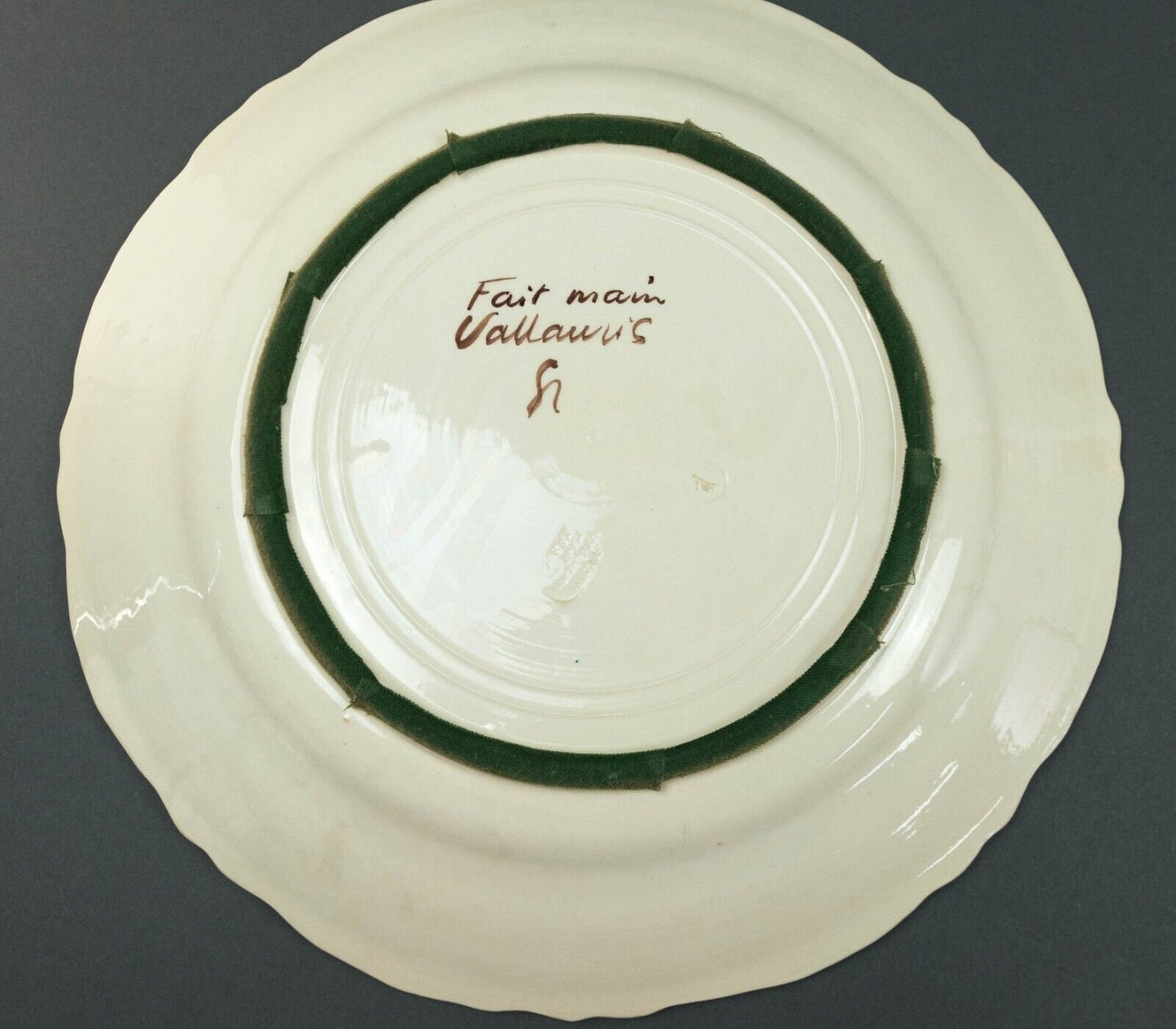 Vallauris French Fait Main Floral Artichocke Lidded Serving Platter Tray Pottery