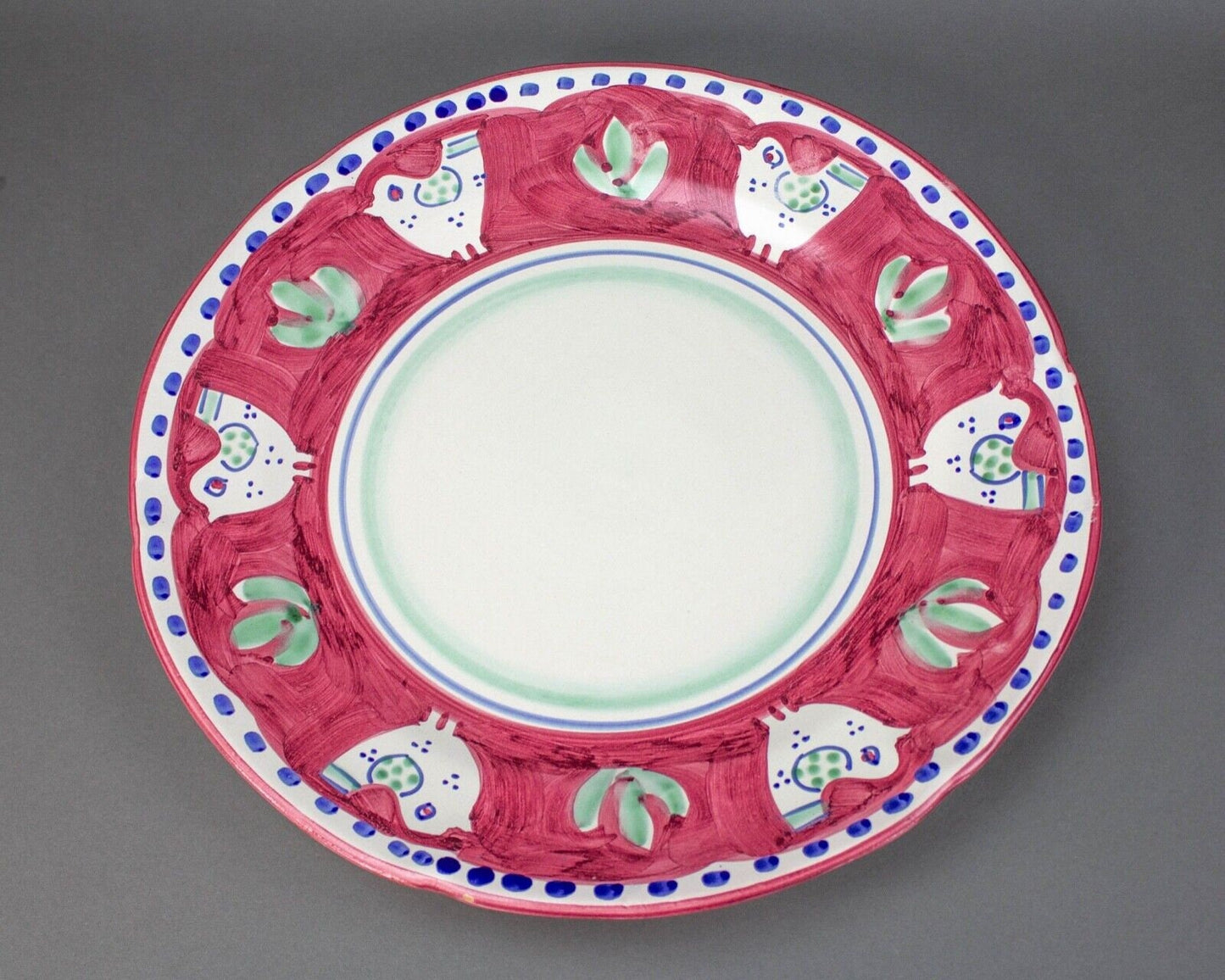 Solimene Vietri Italy Red Campagna Chicken Pollo Bird Lg 15 1/4" Serving Platter
