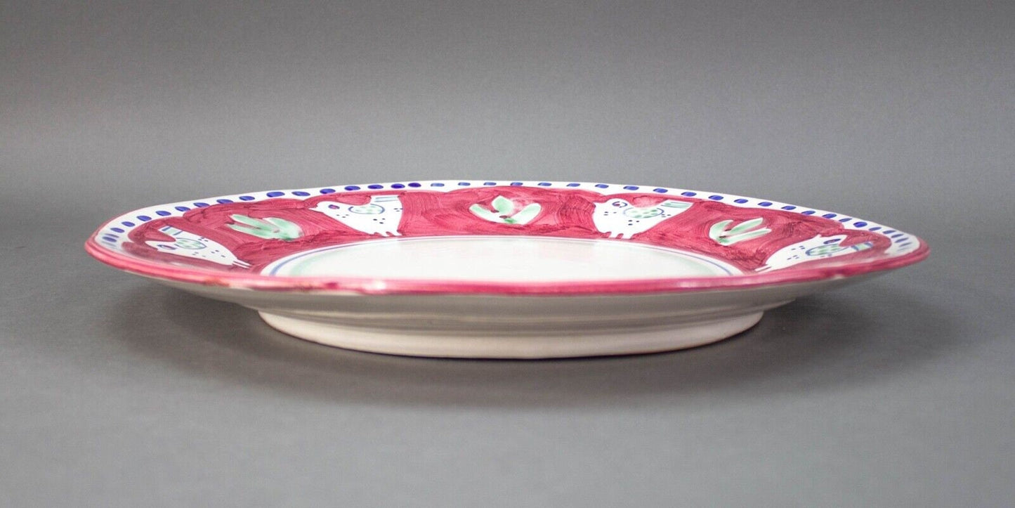 Solimene Vietri Italy Red Campagna Chicken Pollo Bird Lg 15 1/4" Serving Platter