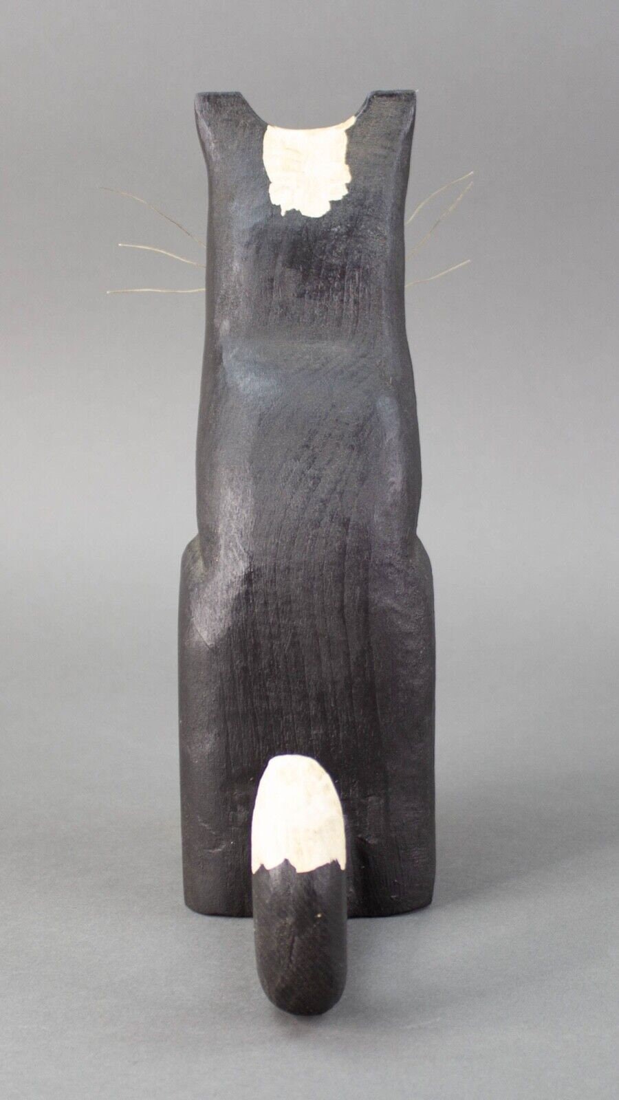 Ted & Reb Nichols 1987 Signed Folk Art Large Hand Carved Wood Cat 10 3/8"