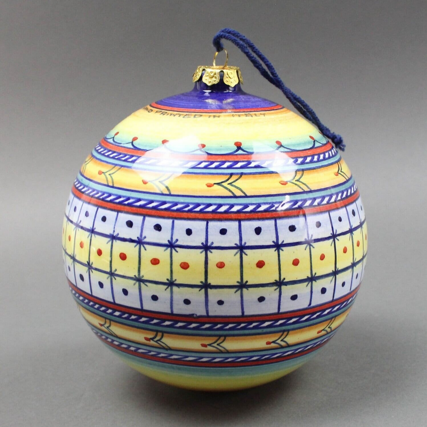 GP Deruta Jumbo Studio Handpainted Umbria Region Colors Christmas Ornament Italy