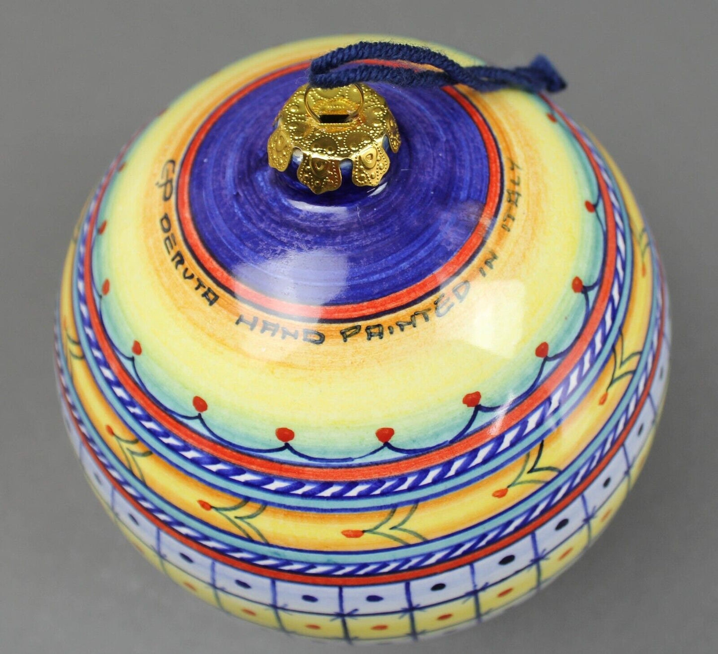 GP Deruta Jumbo Studio Handpainted Umbria Region Colors Christmas Ornament Italy