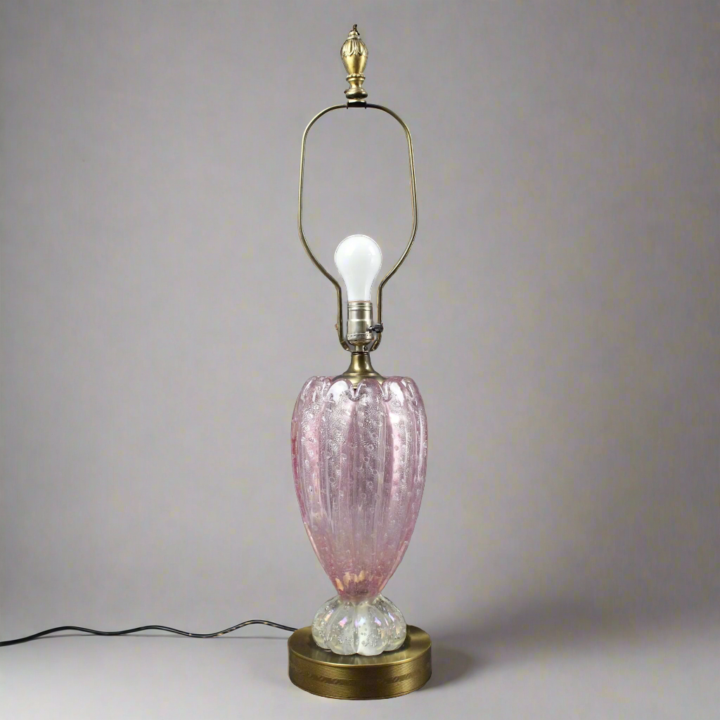 Mid Century 1950s Venetian Murano Pink Ballerina Glass Lamp Barovier & Toso
