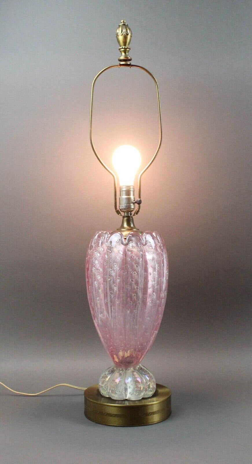 Mid Century 1950s Venetian Murano Pink Ballerina Glass Lamp Barovier & Toso