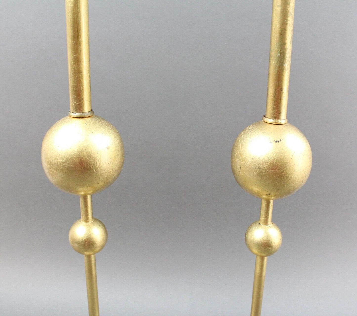 Roche Bobois Pair Of Gold Orb Table Lamps With Crackled Lucite Accents