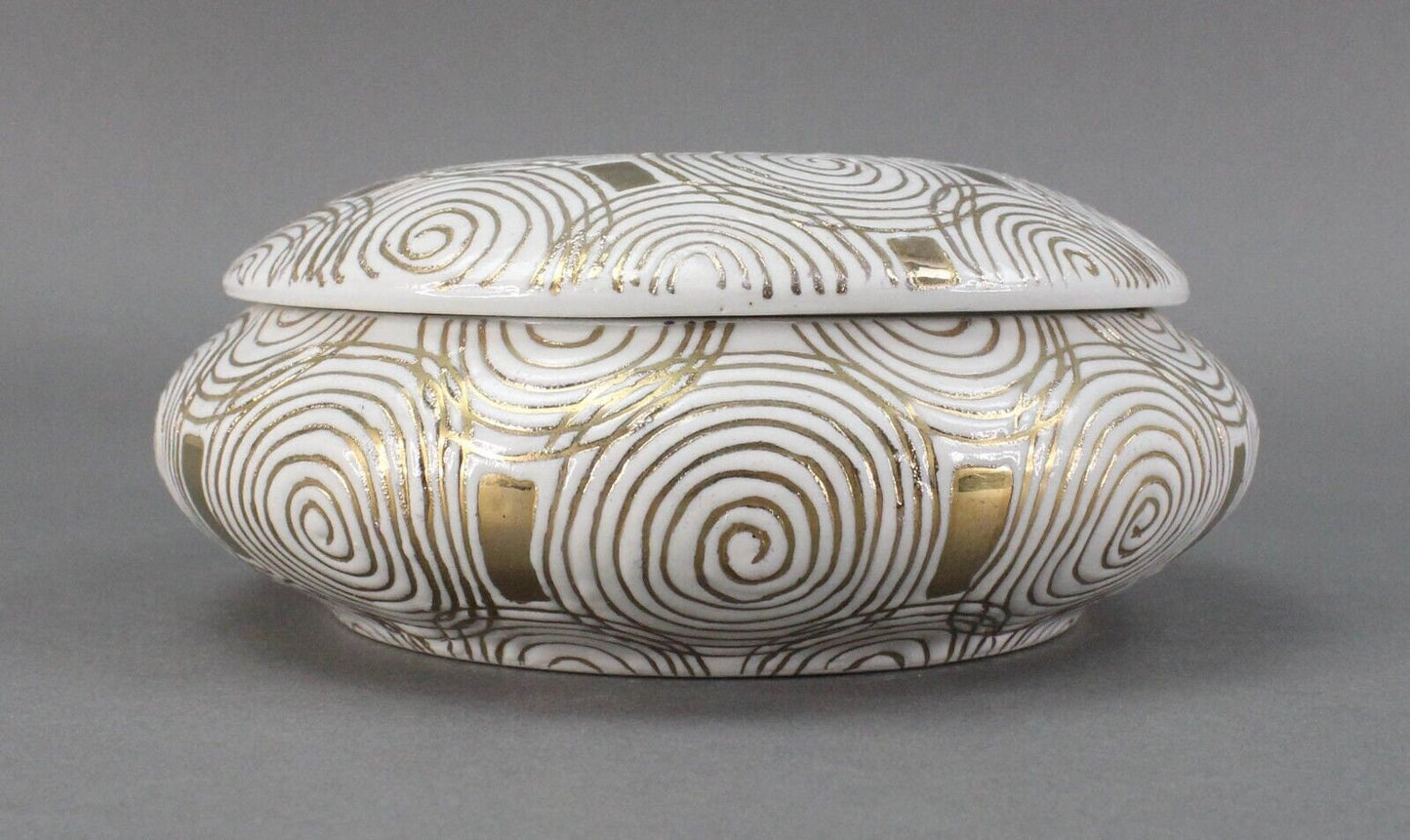 Jay Spectre For Silvestri Art Deco Inspired Porcelain Lidded Trinket Box 1991