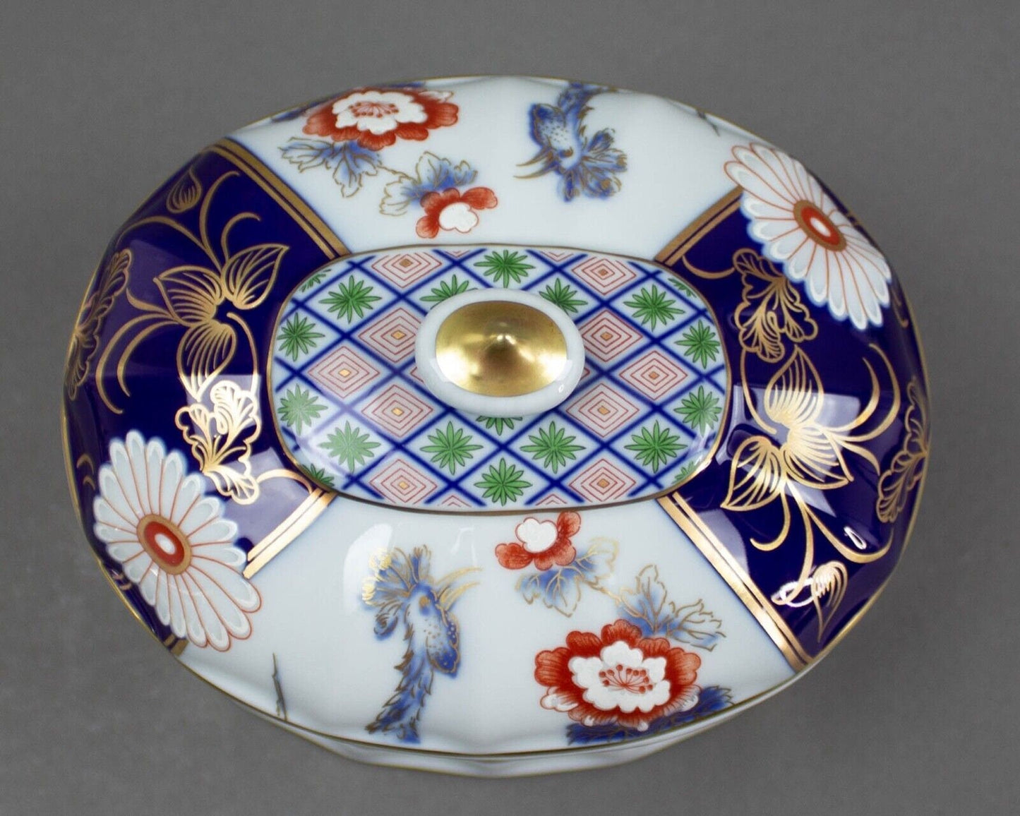 Vista Alegre Portugal Peacock Floral Gold Trim Porcelain Tea Candy Trinket Box