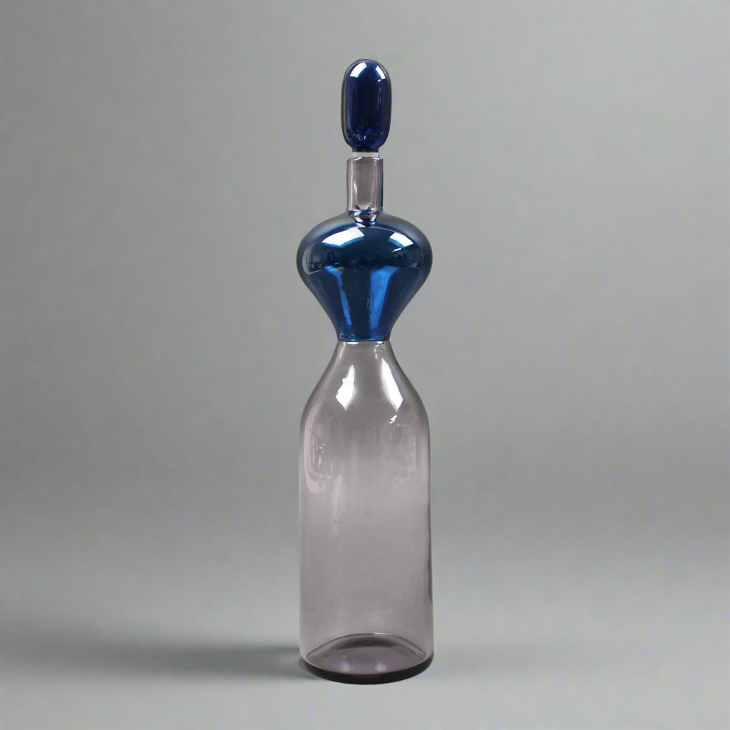 Gio Ponti Venini Signed Murano Glass Bottle With Stopper
