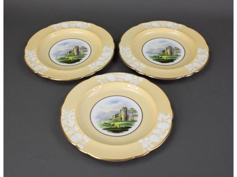 Spode Copeland WMH Plummer & Co NY Landscape Castle Scene 8.75" Plates Set Of 3