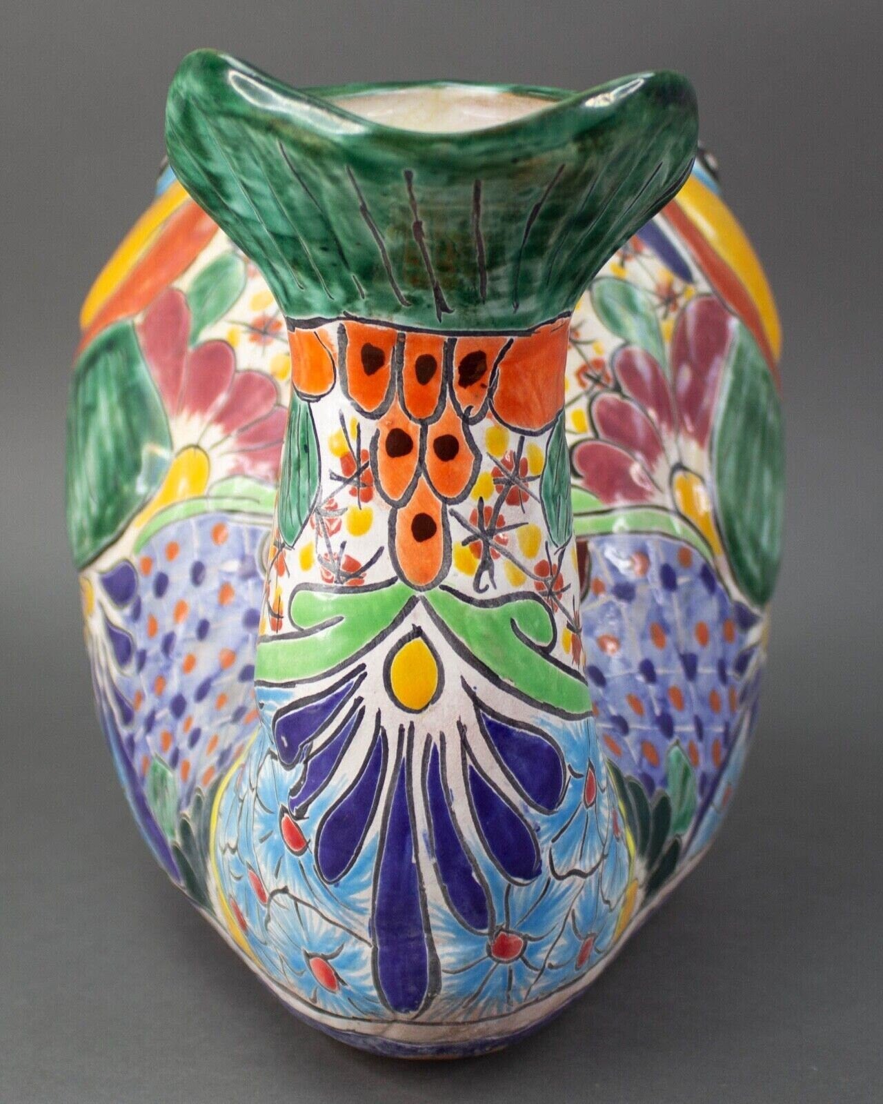 Talavera Pottery Mexican Folk Art Colorful Fish Pot Planter 17"x10"x10"