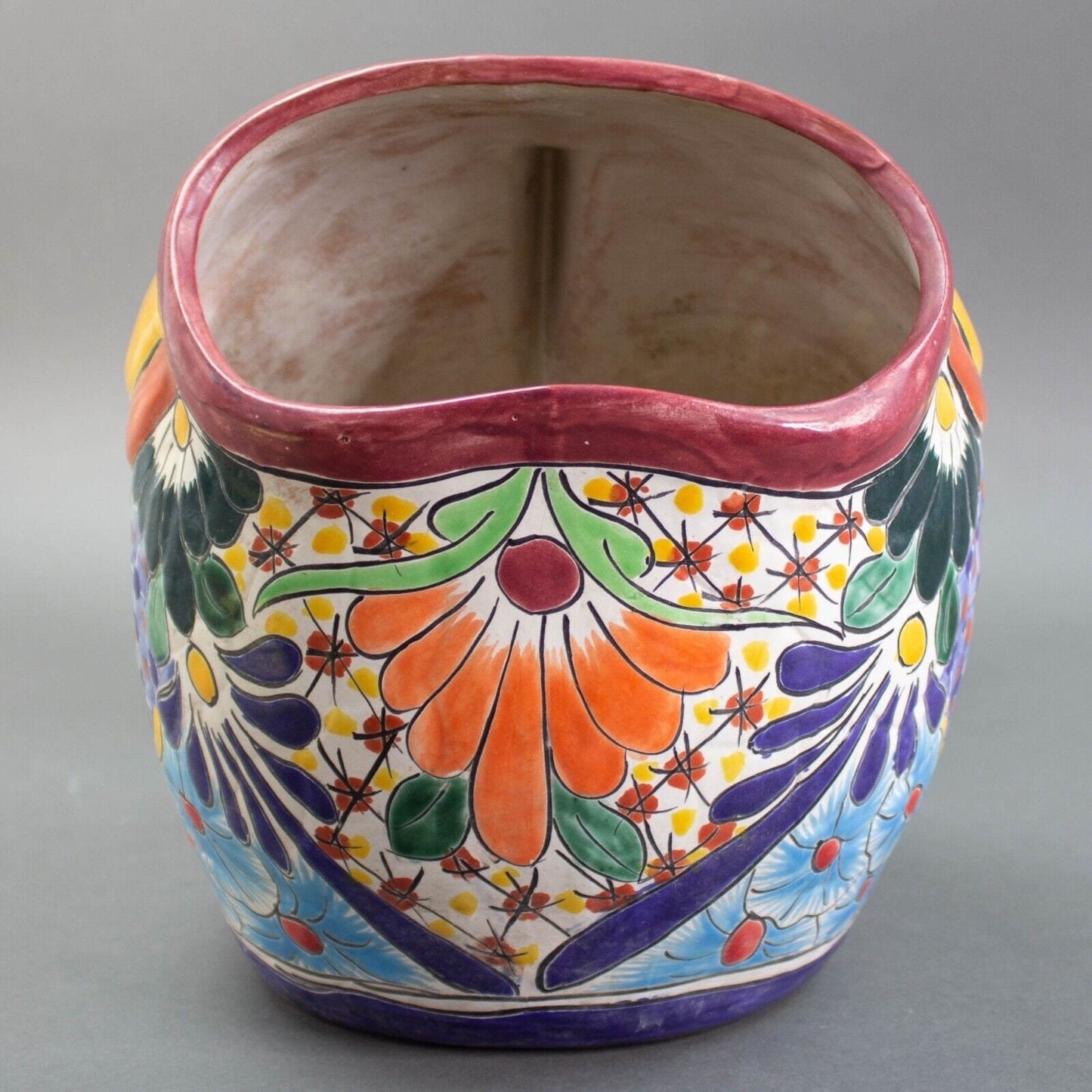 Talavera Pottery Mexican Folk Art Colorful Fish Pot Planter 17"x10"x10"