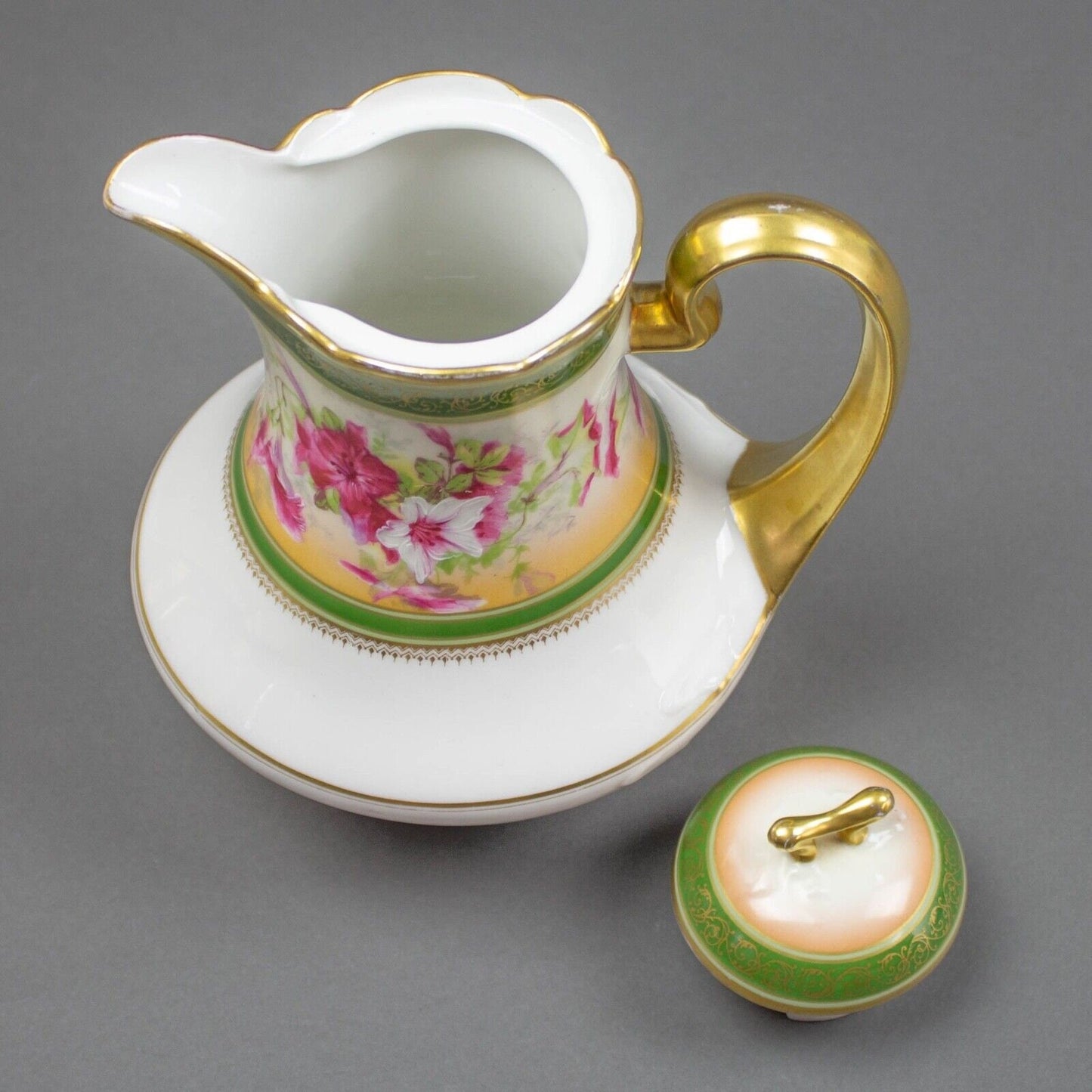 Coronet Limoges France Hand Painted Floral & Gold Chocolate Coffee Tea Pot